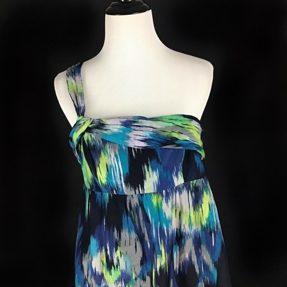 🦋LOFT One Shoulder Cotton Silk Blend Dress 6P - Picture 4 of 8